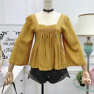 Square-neck Bell-sleeved Blouse