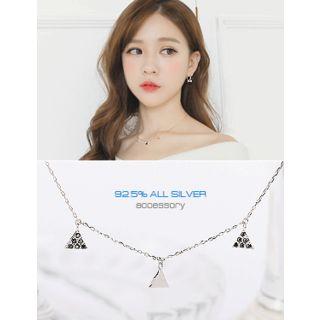 Rhinestone Triangle Silver Necklace