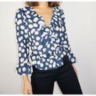 Ruffled-trim Patterned Blouse