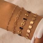 Set Of 4 : Alloy Bracelet (assorted Designs) Set Of 4 - Gold - One Size