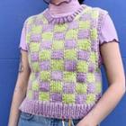Checkerboard Pattern Knitted Vest