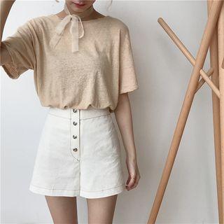 Buttoned Wide Leg Shorts