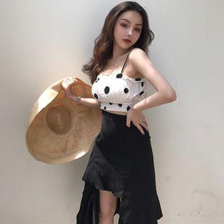 Cropped Strappy Top / A-line Midi Skirt