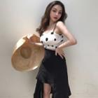 Cropped Strappy Top / A-line Midi Skirt