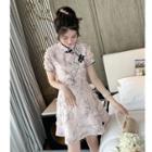 Traditional Chinese Short-sleeve Chiffon A-line Mini Dress