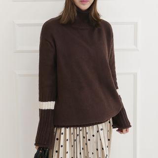 High-neck Contrast-trim Sweater