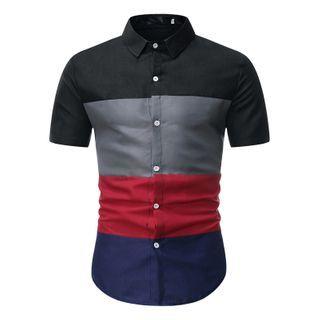 Color Panel Short-sleeve Shirt