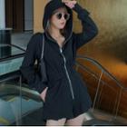 Long-sleeve Hooded Zip-up Romper