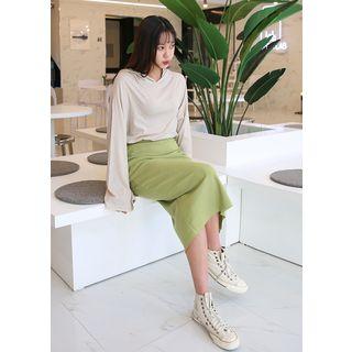 Hooded Long-sleeve Oversized T-shirt
