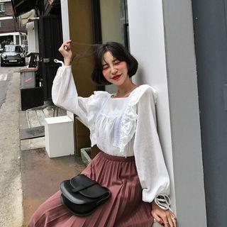 Lace-trim Frill-layered Top