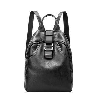 Buckled Genuine Leather Backpack