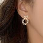 Bow & Hoop Rhinestone Dangle Earring 1 Pair - Gold - One Size