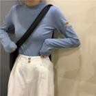 Long-sleeve Cutout Mock-neck T-shirt