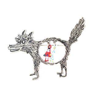 Little Red Hood Fox Alloy Brooch Bronze - One Size