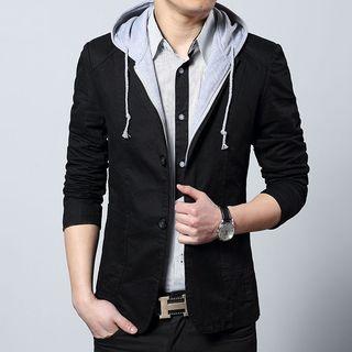 Plain Blazer With Detachable Hood
