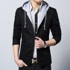 Plain Blazer With Detachable Hood