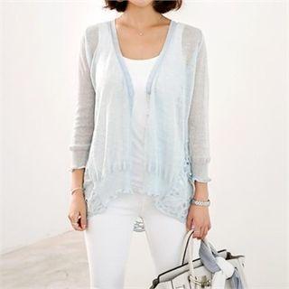 Lace-detail Sheer Cardigan