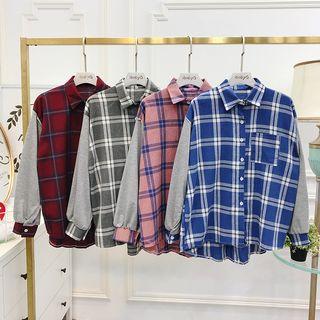 Patchwork Loose-fit Plaid Shirt