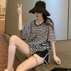 Set: Striped T-shirt + Wide Leg Shorts