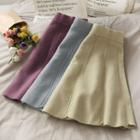 Elastic-waist Knit A-line Skirt In 5 Colors