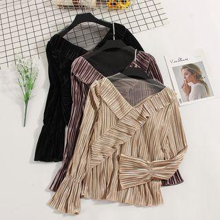 Sheer Panel Velvet Top