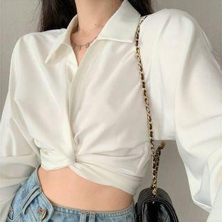 Cropped Twisted Shirt As Shown In Figure - One Size