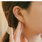 Set Of 3 : Sterling Silver Threader Earrings + Cross Earring