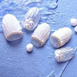Chain Trim Faux Pearl Nail Art Decoration