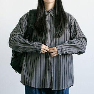 Pocket Front Pinstripe Shirt Jacket