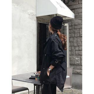 Raglan-sleeve Dip-back Biker Jacket