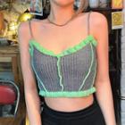 Lace-up Two-tone Knit Top