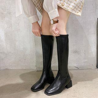 Square-toe Block Heel Tall Boots