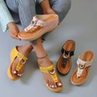 Platform Wedge Heel Hoop Accent Slide Sandals