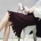 Fringed Mini Knit Skirt