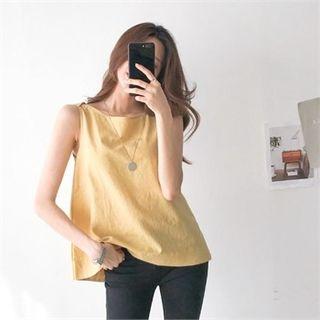 Sleeveless Linen Blend A-line Top