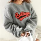 Lettering-patch Sherpa-fleece Boxy-fit Sweatshirt