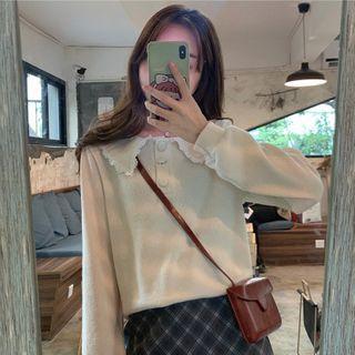 Peter Pan Collar Lace Trim Top