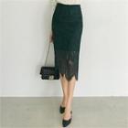 Scalloped Lace H-line Midi Skirt