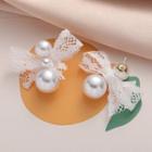 Faux Pearl Bow Ear Stud 1 Pair - Ear Studs - White - One Size