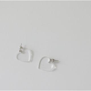 Lucite Heart Dangle Earrings Silver - One Size