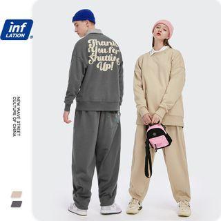 Unisex Lettering Loose-fit Sweatshirt / Straight-cut Sweatpants