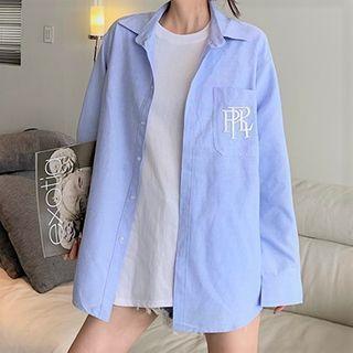 Lettering Embroidered Shirt / Short-sleeve T-shirt