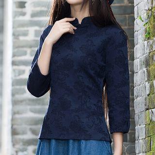 Mandarin Collar 3/4 Sleeve Top