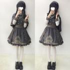 Striped Sleeveless A-line Dress / Shirt/ Cape / Beret / Set