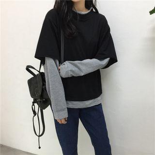 Color Block Mock Two Piece Sweatshirt