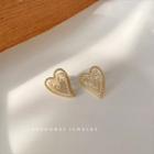 Rhinestone Beaded Heart Stud Earring 1 Pair - Gold - One Size