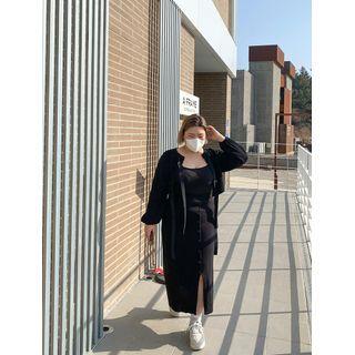 Plus Size Buttoned Knit Long Skirt