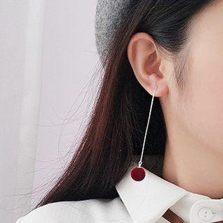 925 Sterling Silver Flannel Ball Dangle Earring