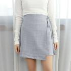 Petite Size - Tie-waist Check Miniskirt