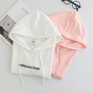 Letter Embroidered Elbow Sleeve Hoodie